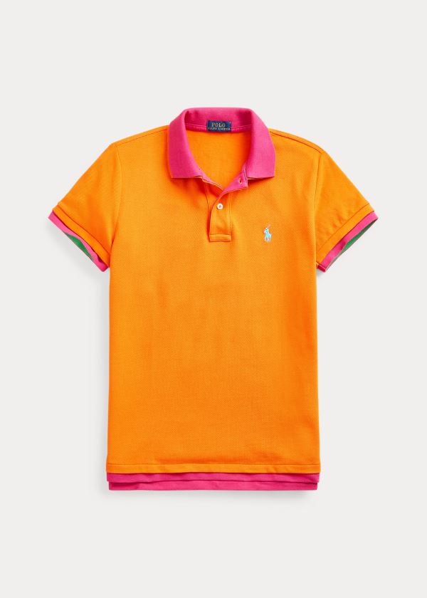 Ralph Lauren Double-Knit Bavlněné Polo Shirt Oranžové Tmavě Růžové | CMCcmETK