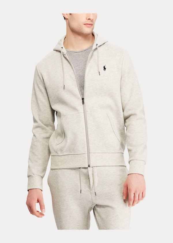 Ralph Lauren Double-Knit Full-Zip Hoodie Světle Šedé | k7o93ZqU
