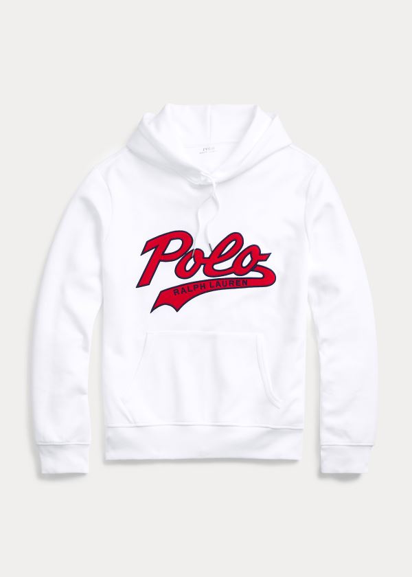 Ralph Lauren Double-Knit Logo Hoodie Bílé | UkCEUV8h