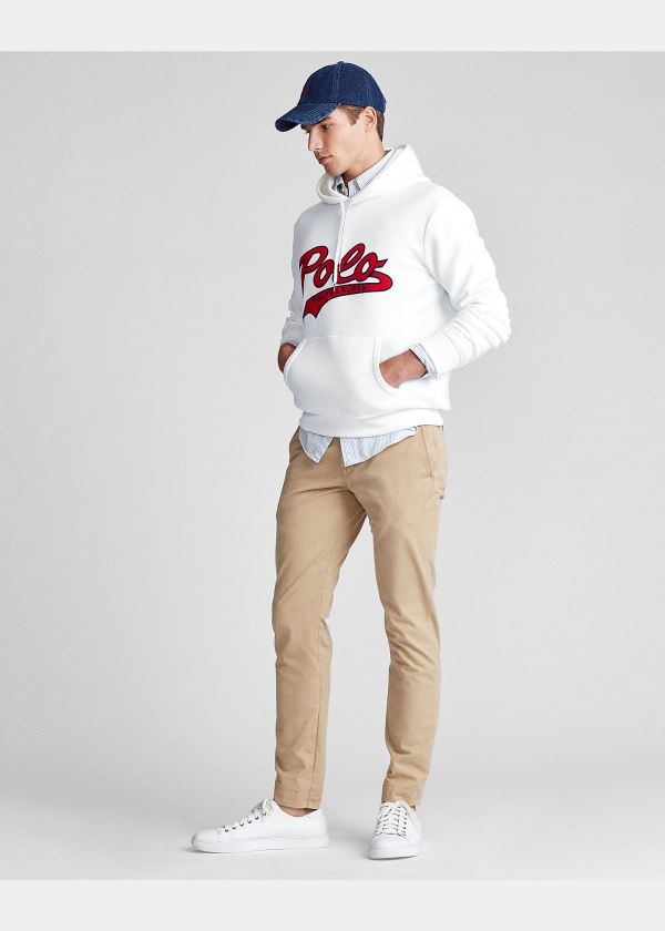Ralph Lauren Double-Knit Logo Hoodie Bílé | UkCEUV8h