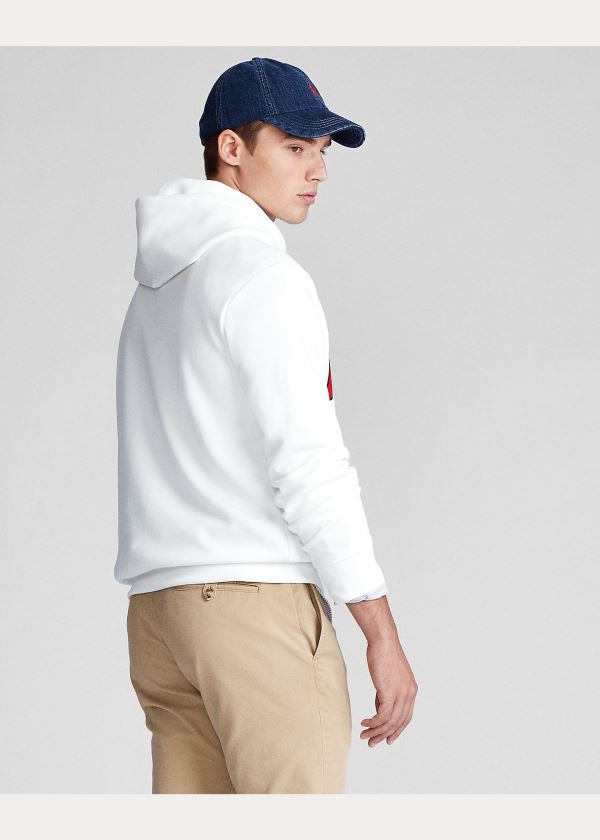 Ralph Lauren Double-Knit Logo Hoodie Bílé | UkCEUV8h