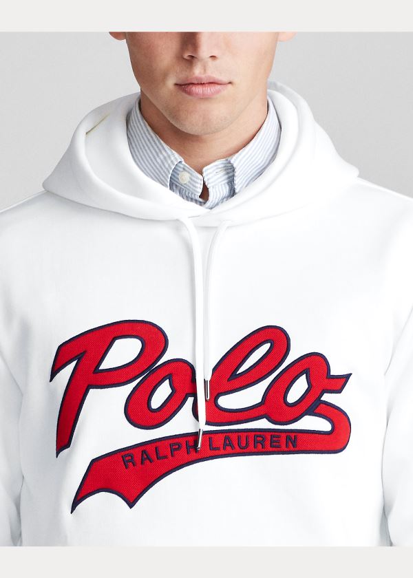 Ralph Lauren Double-Knit Logo Hoodie Bílé | UkCEUV8h