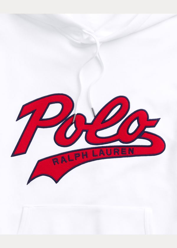 Ralph Lauren Double-Knit Logo Hoodie Bílé | UkCEUV8h