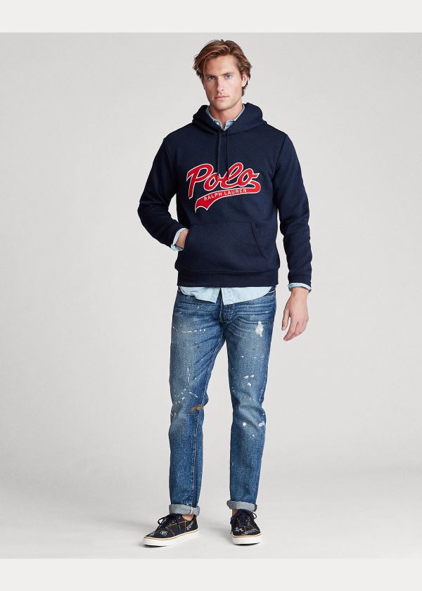Ralph Lauren Double-Knit Logo Hoodie Tmavě Blankyt | 4SSxcX9T