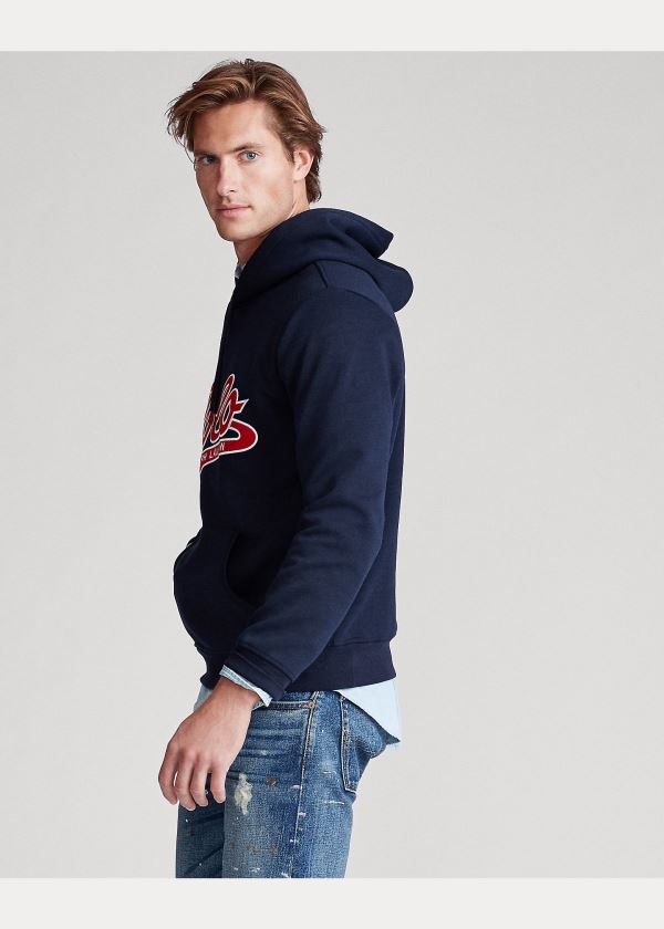 Ralph Lauren Double-Knit Logo Hoodie Tmavě Blankyt | 4SSxcX9T