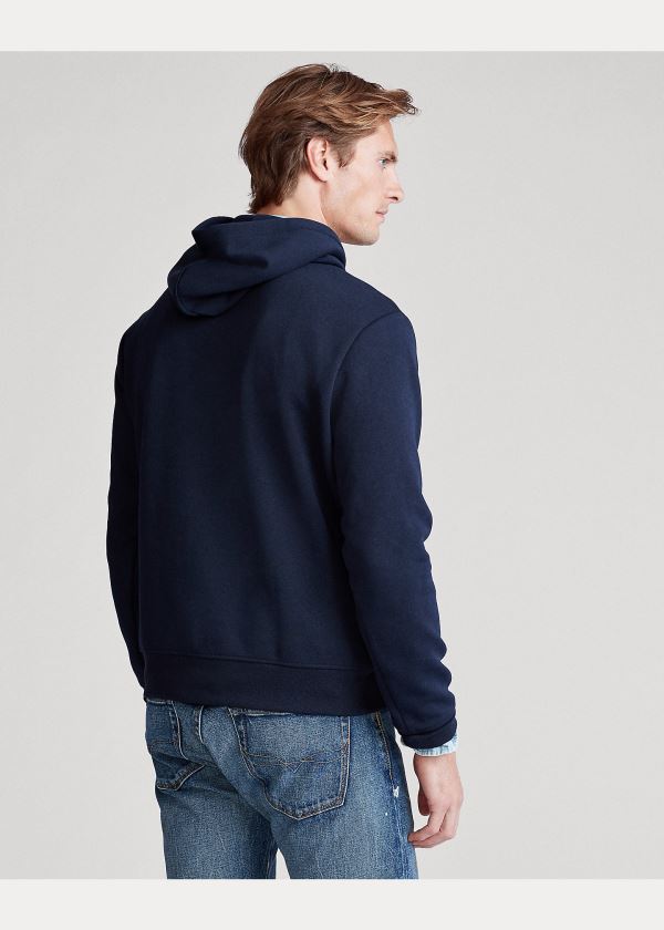 Ralph Lauren Double-Knit Logo Hoodie Tmavě Blankyt | 4SSxcX9T