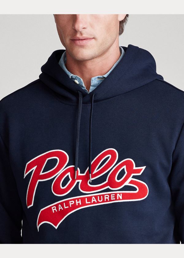Ralph Lauren Double-Knit Logo Hoodie Tmavě Blankyt | 4SSxcX9T