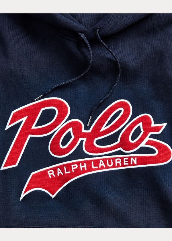 Ralph Lauren Double-Knit Logo Hoodie Tmavě Blankyt | 4SSxcX9T