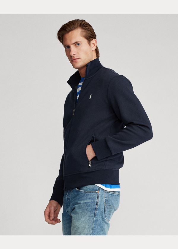 Ralph Lauren Double-Knit Track Jacket Tmavě Blankyt Bílé | z13QNlqK