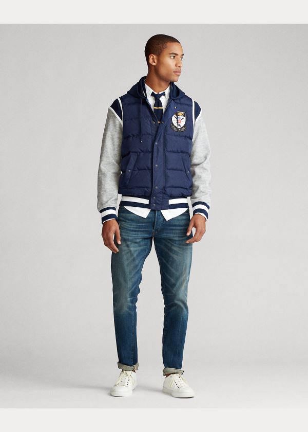 Ralph Lauren Down-Paneled Baseball Jacket Tmavě Blankyt | ZcmwLd4b