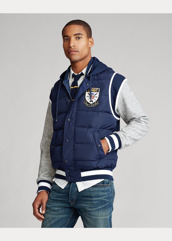 Ralph Lauren Down-Paneled Baseball Jacket Tmavě Blankyt | ZcmwLd4b