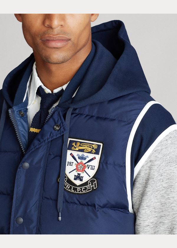 Ralph Lauren Down-Paneled Baseball Jacket Tmavě Blankyt | ZcmwLd4b