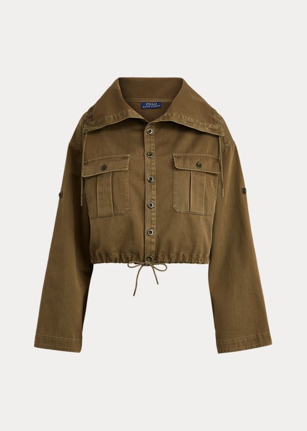 Ralph Lauren Drawcord Bavlněné Twill Jacket Olivy Zelené | D5mRDGjc