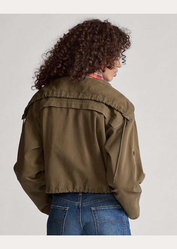 Ralph Lauren Drawcord Bavlněné Twill Jacket Olivy Zelené | D5mRDGjc