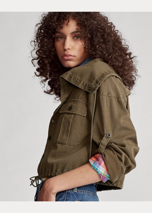 Ralph Lauren Drawcord Bavlněné Twill Jacket Olivy Zelené | D5mRDGjc