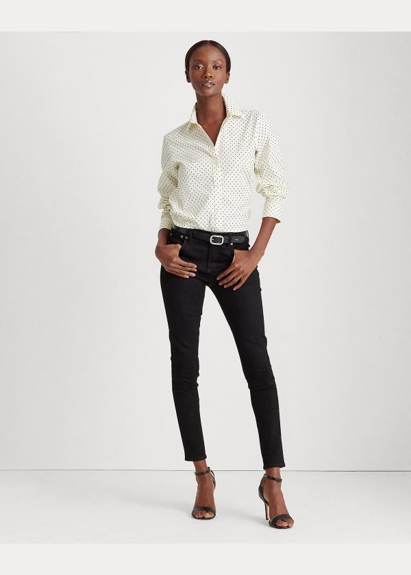 Ralph Lauren Easy Care Polka-Dot Shirt Krém Černé | 0pcdfwNX