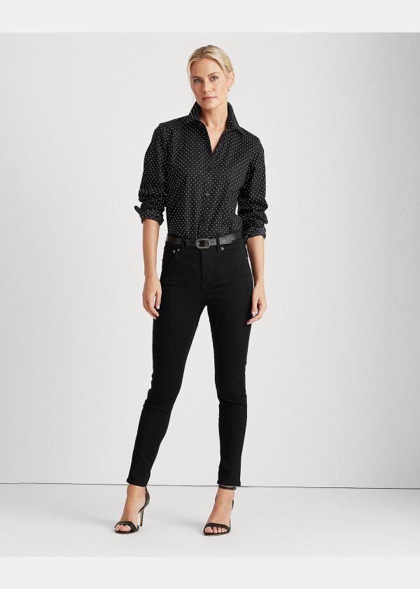 Ralph Lauren Easy Care Polka-Dot Shirt Černé Krém | eZvVxNN6