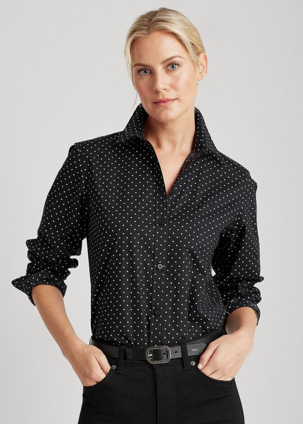 Ralph Lauren Easy Care Polka-Dot Shirt Černé Krém | eZvVxNN6
