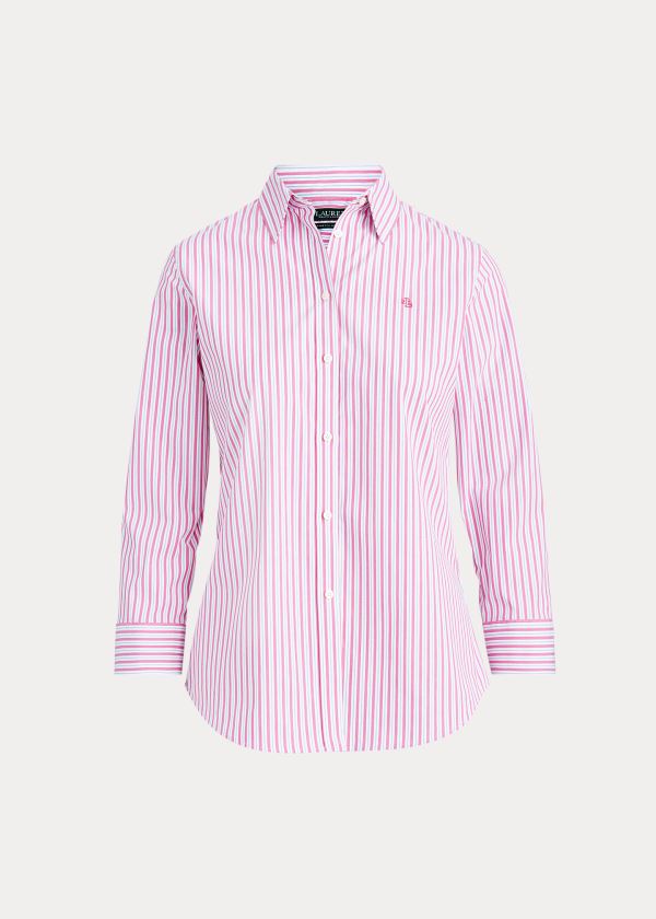 Ralph Lauren Easy Care Striped Bavlněné Shirt Růžové Proužek | 25R1Xu9J