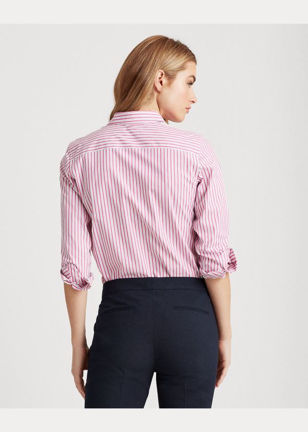 Ralph Lauren Easy Care Striped Bavlněné Shirt Růžové Proužek | 25R1Xu9J
