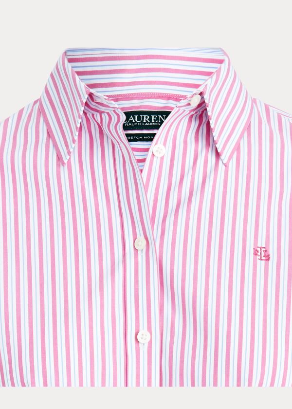 Ralph Lauren Easy Care Striped Bavlněné Shirt Růžové Proužek | 25R1Xu9J