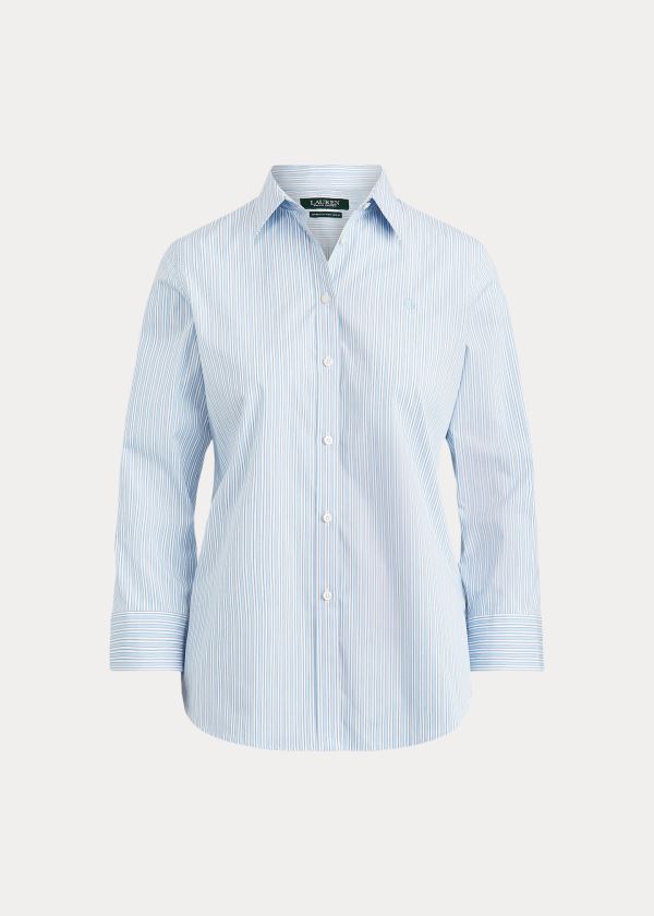 Ralph Lauren Easy Care Striped Bavlněné Shirt Blankyt Proužek | SUJr2OjJ