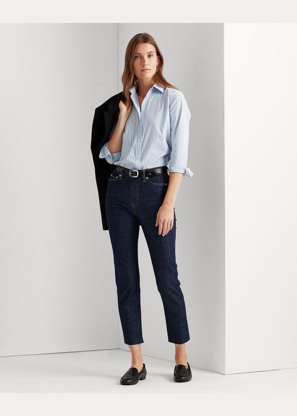 Ralph Lauren Easy Care Striped Bavlněné Shirt Blankyt Proužek | SUJr2OjJ