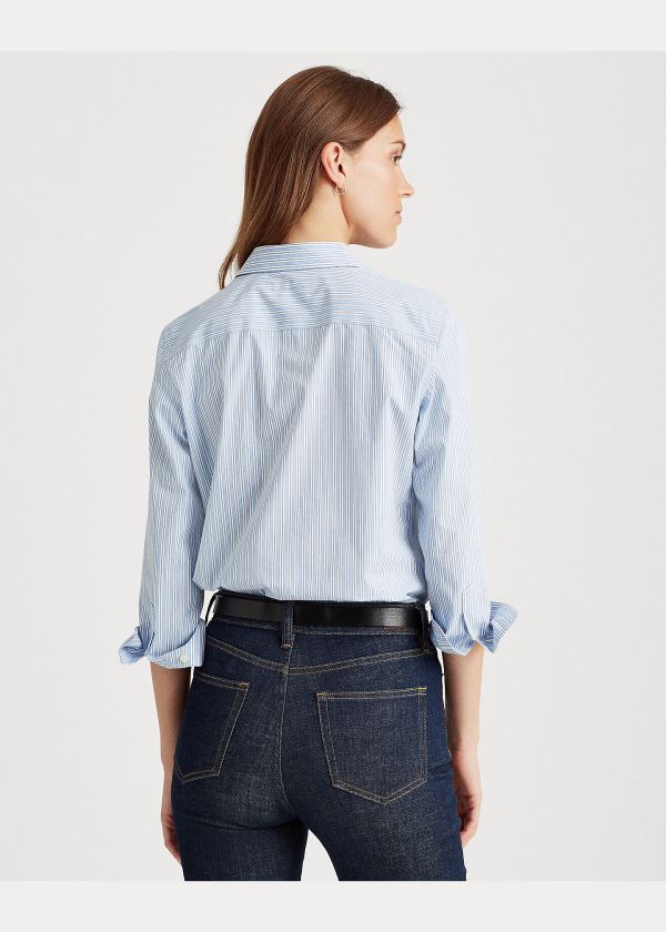 Ralph Lauren Easy Care Striped Bavlněné Shirt Blankyt Proužek | SUJr2OjJ
