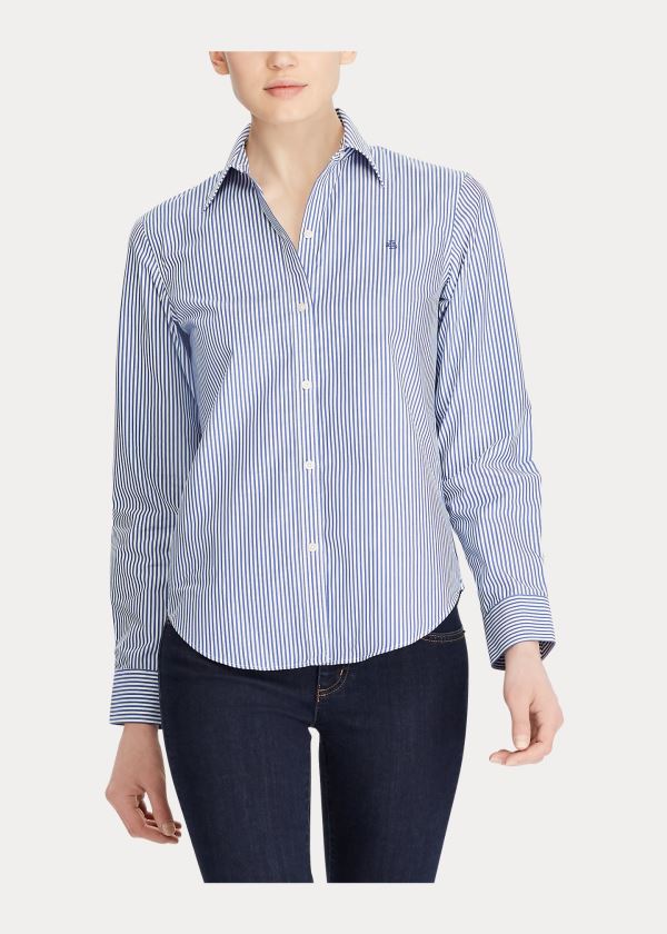 Ralph Lauren Easy Care Striped Bavlněné Shirt Blankyt Bílé | TNTzpYg3
