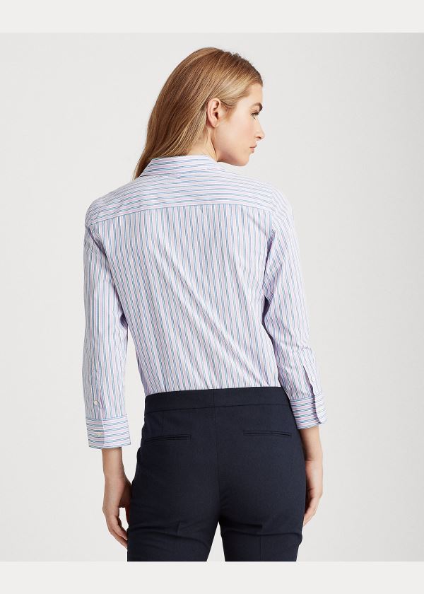 Ralph Lauren Easy Care Striped Bavlněné Shirt Blankyt Růžové Proužek | YQzpKS4B