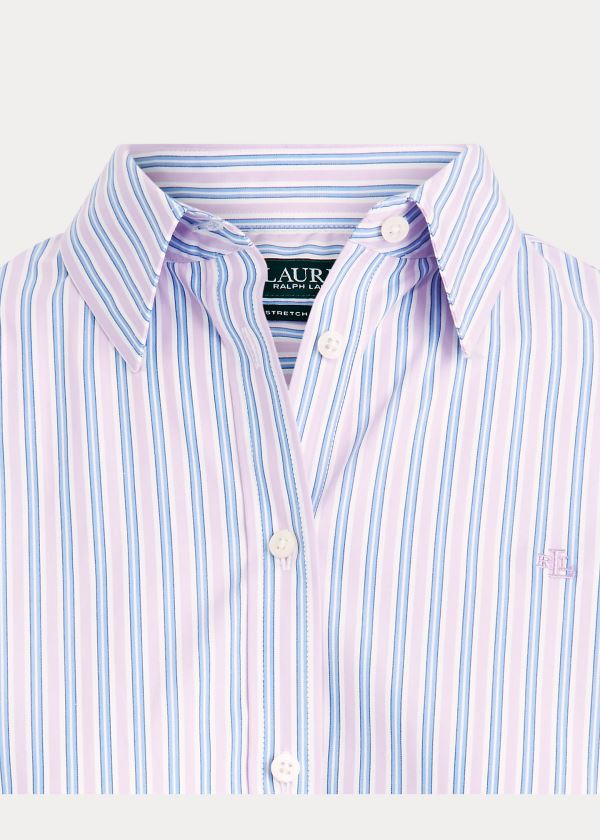 Ralph Lauren Easy Care Striped Bavlněné Shirt Blankyt Růžové Proužek | YQzpKS4B