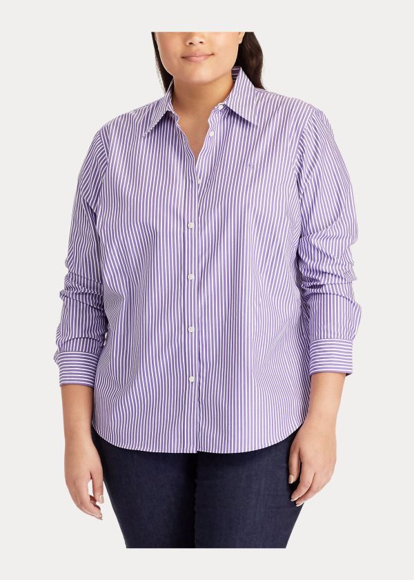 Ralph Lauren Easy Care Striped Bavlněné Shirt Fialové Bílé Proužek | eMpveK6X