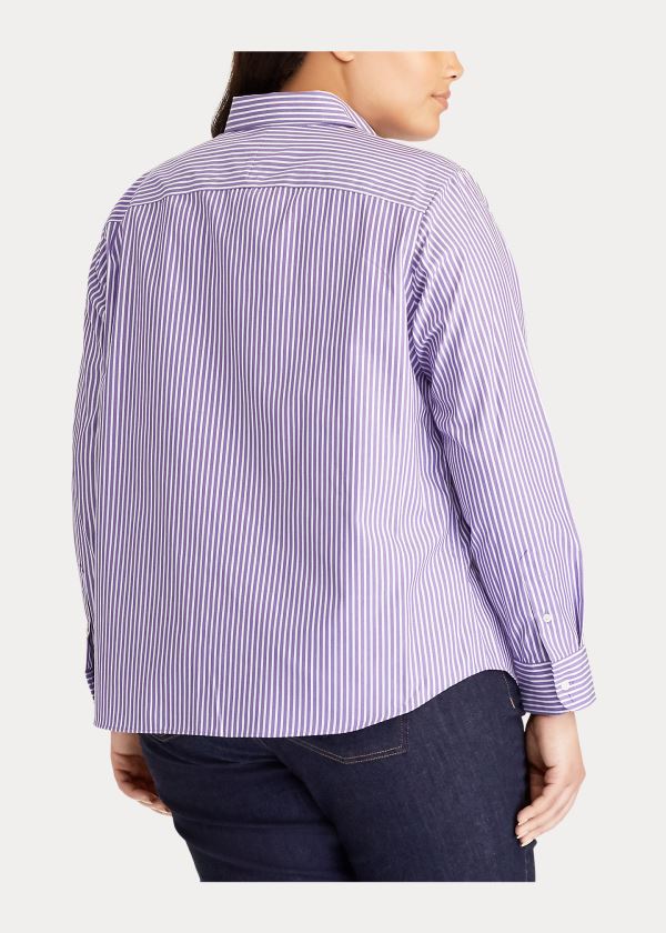 Ralph Lauren Easy Care Striped Bavlněné Shirt Fialové Bílé Proužek | eMpveK6X