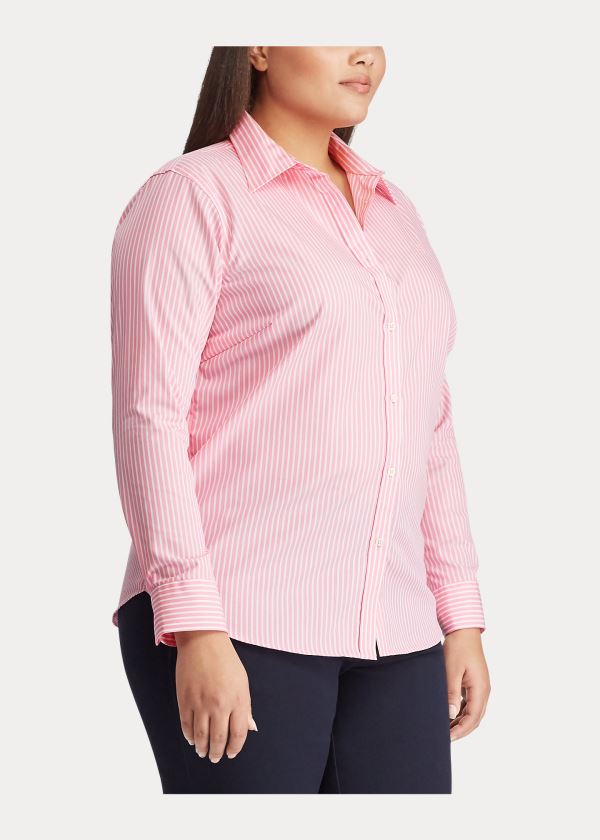 Ralph Lauren Easy Care Striped Bavlněné Shirt Růžové Bílé | tf13084K