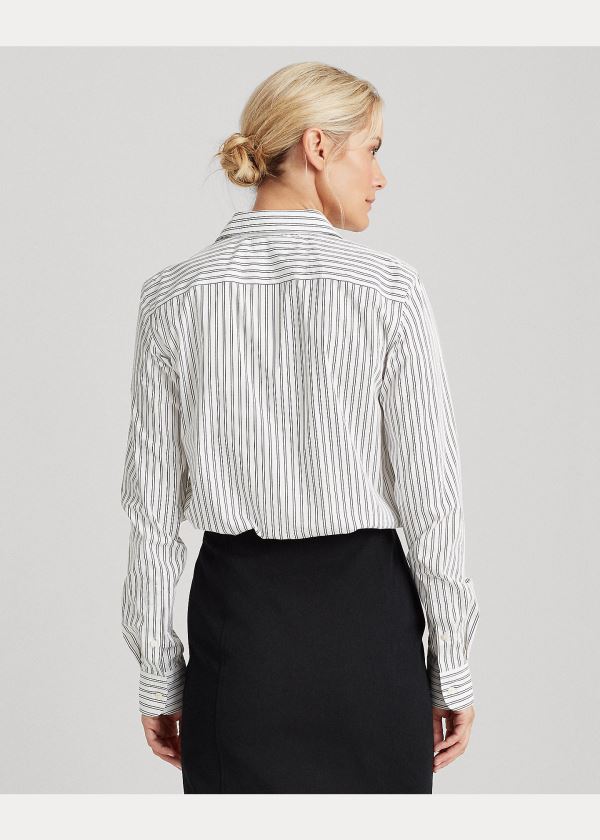 Ralph Lauren Easy Care Striped Shirt Bílé Černé Proužek | MGKXSyLD