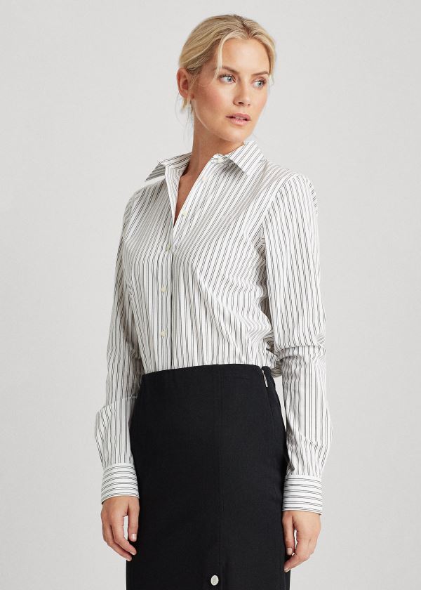 Ralph Lauren Easy Care Striped Shirt Bílé Černé Proužek | MGKXSyLD