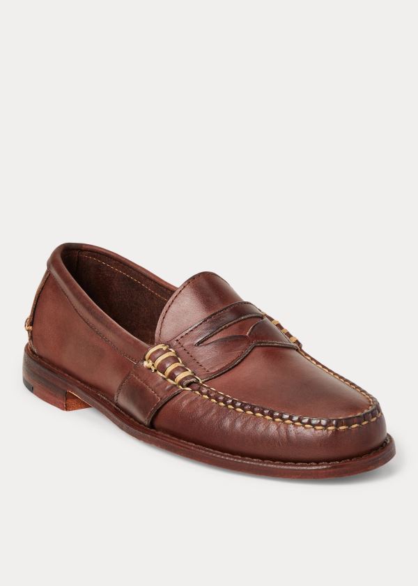 Ralph Lauren Edric Læder Penny Loafer Hnědé | xJnLee5y