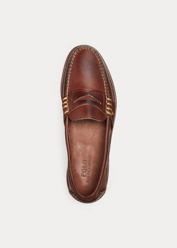 Ralph Lauren Edric Læder Penny Loafer Hnědé | xJnLee5y