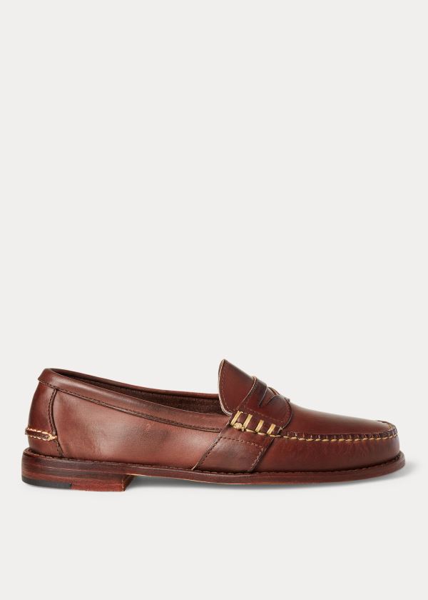 Ralph Lauren Edric Læder Penny Loafer Hnědé | xJnLee5y