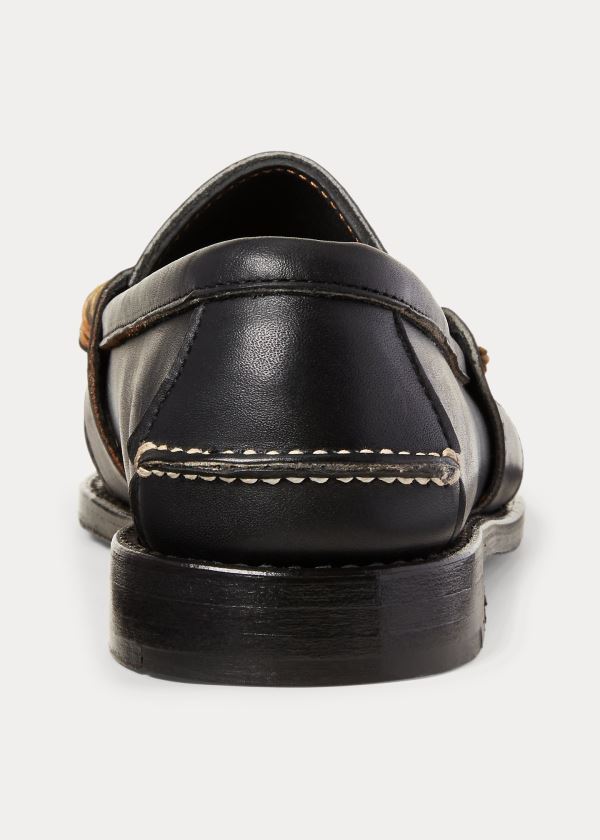 Ralph Lauren Edric Læder Penny Loafer Černé | FkVBn4Ch