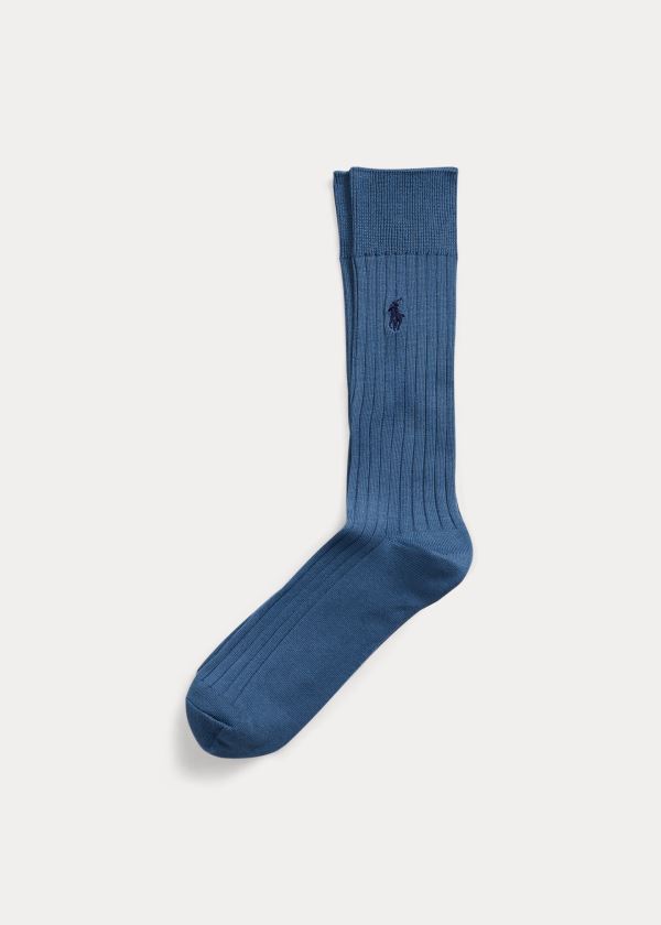 Ralph Lauren Egyptian Bavlněné Ribbed Socks Blankyt | 5sJfnRYy