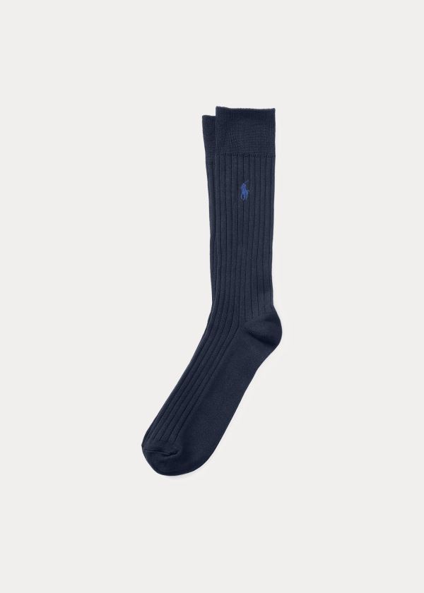 Ralph Lauren Egyptian Bavlněné Ribbed Socks Tmavě Blankyt | yJ8hGtOR