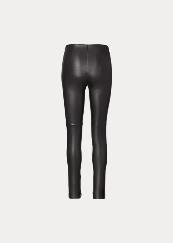 Ralph Lauren Eleanora Stretch Læder Pant Černé | 33ZFoRLP