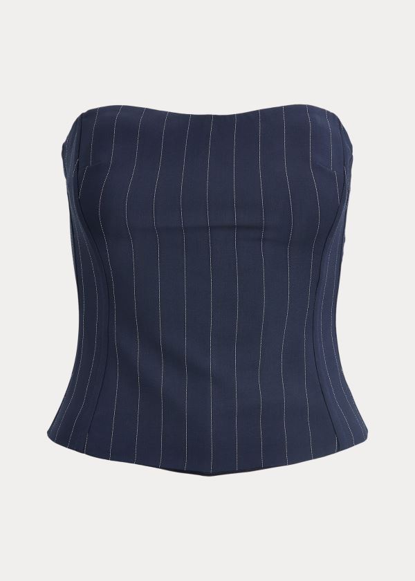 Ralph Lauren Eliza Striped Wool Bustier Tmavě Blankyt Krém | KnhTW9uW