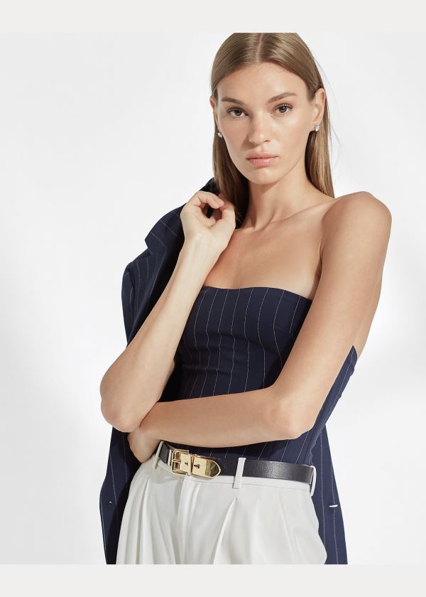 Ralph Lauren Eliza Striped Wool Bustier Tmavě Blankyt Krém | KnhTW9uW