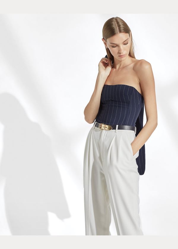 Ralph Lauren Eliza Striped Wool Bustier Tmavě Blankyt Krém | KnhTW9uW