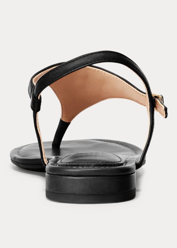 Ralph Lauren Ellington Læder Sandal Černé | jZcGhisj