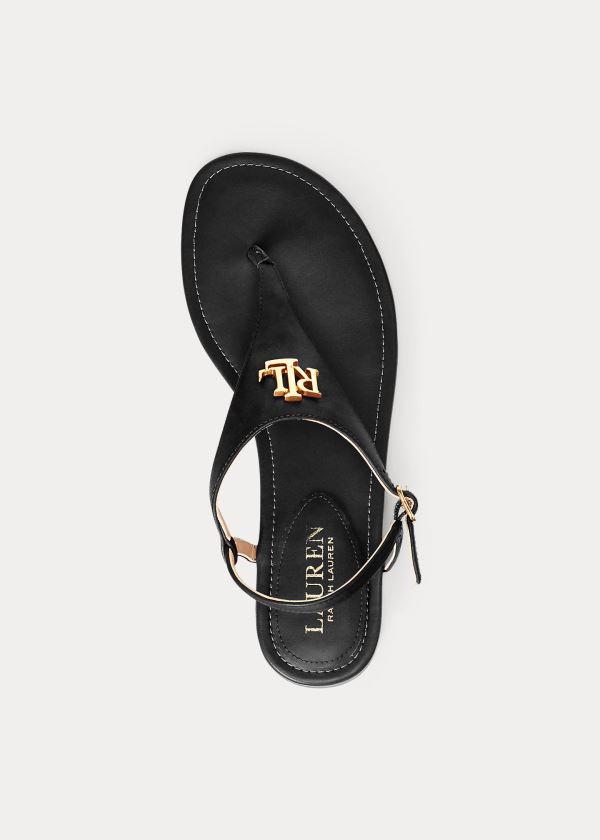 Ralph Lauren Ellington Læder Sandal Černé | jZcGhisj