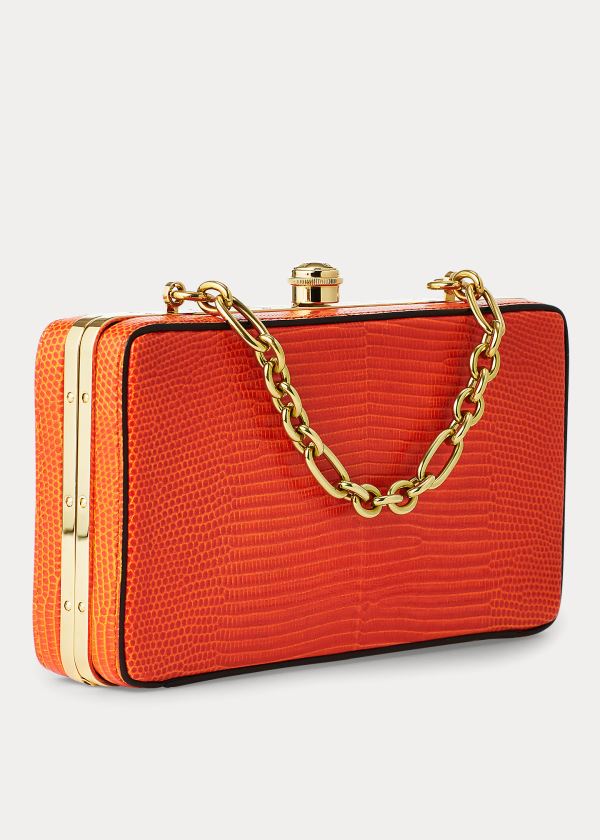 Ralph Lauren Embossed Calfskin Minaudière Oranžové | HsOAS9GK