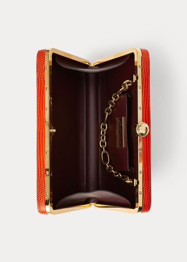 Ralph Lauren Embossed Calfskin Minaudière Oranžové | HsOAS9GK